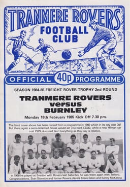 Tranmere Rovers v Burnley Match Programme 1985-03-19